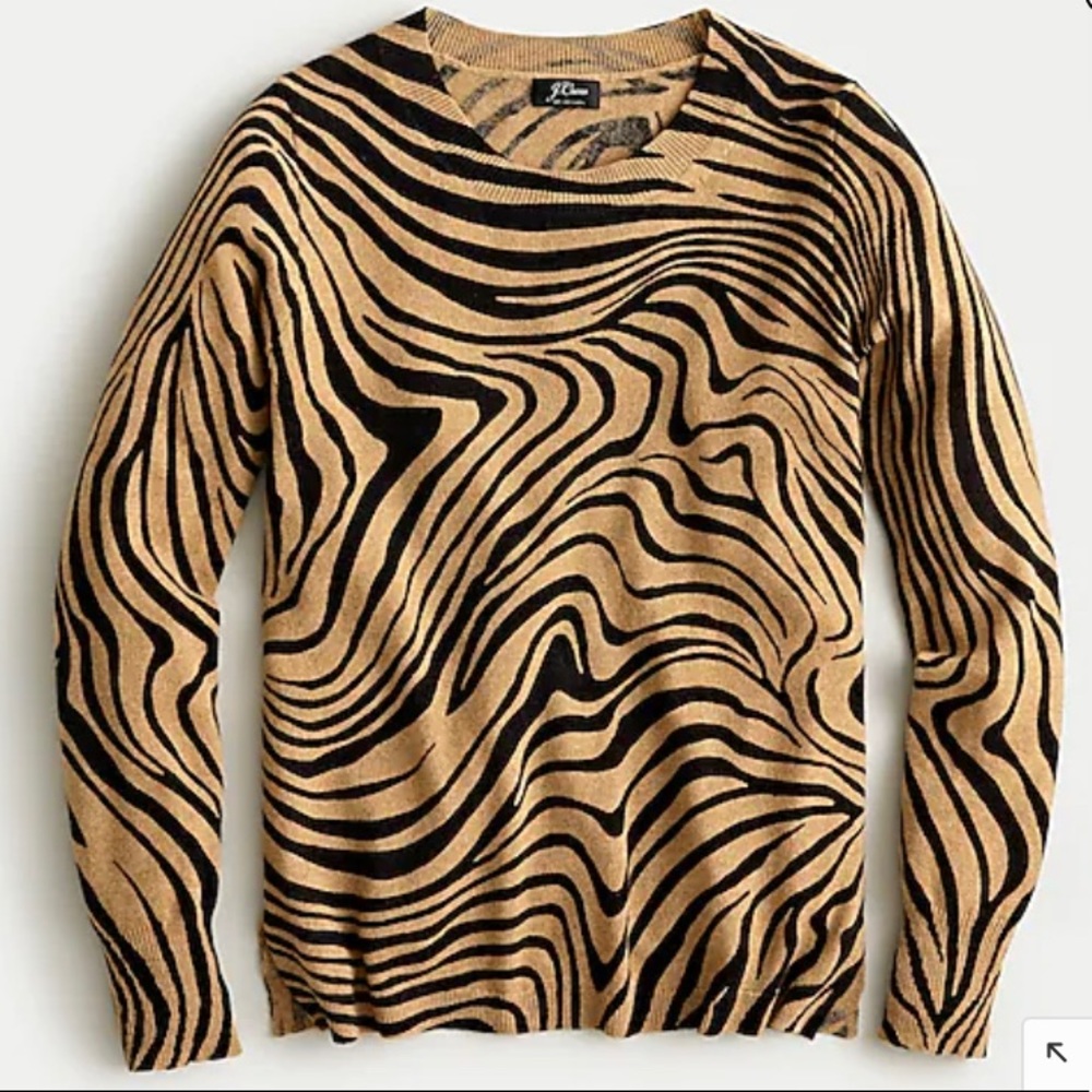 JCrew Long-sleeve everyday cashmere crewneck sweater in zebra stripe